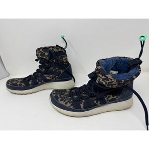 Women's Nike Roshe One Hi Top Sneakerboots, Sz 7.5 Squadron Blue/fur Lined